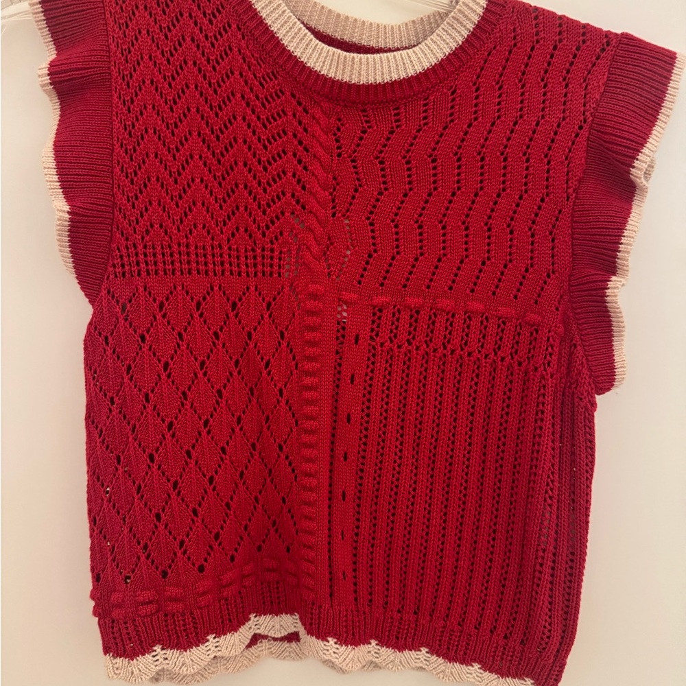 NWT Red Knit Sleeveless Top